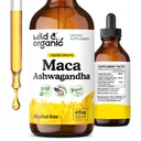 Wild & Organic Maca Root Ashwagandha σταγόνες για άνδρες και γυναίκες - Liquid Maca Ashwagandha συμπλήρωμα για τη συνολική υποστήριξη - Περουβιανό εκχύλισμα βάμμα - Vegan, ζάχαρη & αλκοόλ-ελεύθερο - 4 fl oz