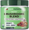 Yuve 6 Organic Mushroom Extract Powder - Magic Blend of Reishi, Chaga, Lions Maine, Maitake, Cordyceps - Add to Tea, Coffee, Smoothies - Ενεργειακή Υποστήριξη & Ανοσολογική Άμυνα - 2.82oz