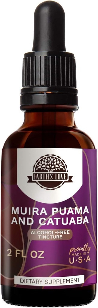 Earth's Love - Muira Puama και Catuaba Alcohol-Free Herbal Extract Βάμμα, Super-Centrated (Ptychopetalum Olacoides και Trichilia catigua, Erythroxylum vacciniifolium) Αποξηραμένα Βότανα (2 Fl Oz)