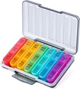 Odaro Pill Organizer 3 Times a Day - Portable Weekly Medicine Box with 7 Separate Containers, Travel 7 Day Pill Box, Black