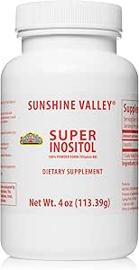 Sunshine Valley® Super Inositol, Βιταμίνη Β8 σε σκόνη συμπλήρωμα διατροφής, φυσικό συμπλήρωμα γονιμότητας PSOS, ορμονική ισορροπία & υγιής ωοθηκική λειτουργία Υποστήριξη - 4 oz