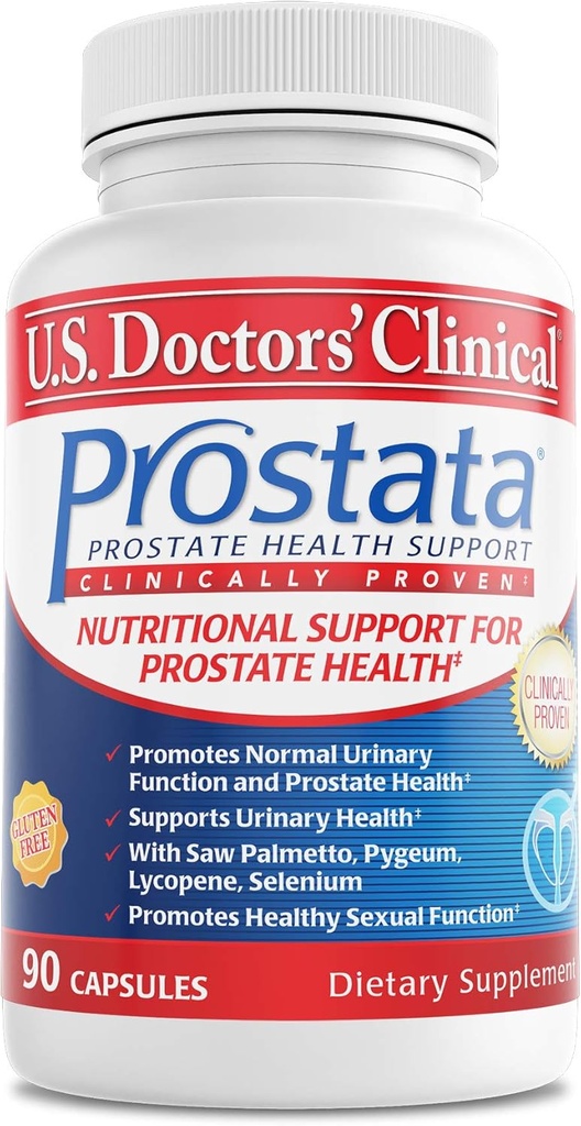U.S. Doctors' Clinical Prostata - Clinically Proven Prostate Supplement for Men - Urinary Tract & Bladder Support - Saw Palmetto, Vitamin E, Pumpkin Seed - USA Κατασκευασμένο- 60 Κάψουλες[20-Day Supply]