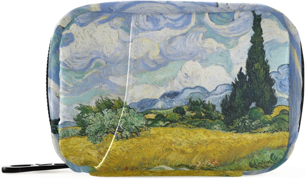 Σιταριού πεδίο με κυπαρίσσια Van Gogh κουτί χάπια 7 ημέρα Τσάντα θήκη χάπια Travel τσάντα οργανωτής με Zipper Φορητή εβδομαδιαία περίπτωση Συμπαγές μέγεθος για τον κάτοχο συμπλήρωμα βιταμίνης