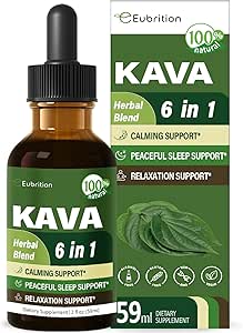 Kava Root Drops for Calming & Relaxing Support, Natural Calm & Sleep Supplements for Adults with Valerian, Chamomile Extract, High Bioavailability Liquid with Basil Promotes Relaxation. 2 oz
