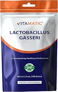 Vitamatic Lactobacillus Gasseri Probiotic Powder - Digestive Health Support - 100 Gram (3.5 OZ) - 100 Υπηρεσίες