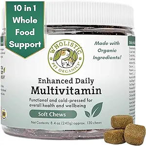 Wholistic Pet Organics: Multivitamin Chews for Dogs Organic Homemade Dog Treat for Medium and Small Dogs Calming Chews for Dogs Food Puppy Multivitamin Probiotics Immune Support Supplement