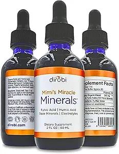 Dirobi Mimi's Miracle Minerals Fulvic Acid Humic Acid - Συμπλήρωμα σταγόνων ορυκτού μείγματος, Liquid Trace Minerals 70 Ιωνικά Ορυκτά - Βιολογικό φυτό που προέρχεται (2 oz 60 Day Supply)