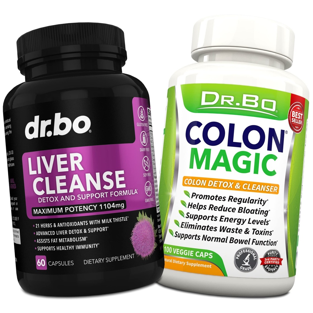 Liver & Colon Cleanse Detox Support Supplement - Natural Bowel Cleanser Pills for Intestinal Bloating & Daily Constipation Relief - Milk Thistle Dandelion Caps & Aid Gallbladder Supplements