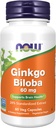 NOW Συμπληρώματα Τροφίμων, Ginkgo Biloba 60 mg, 24% Standardized Extract, Μη ΓΤΟ Έργο Επαληθευμένο, 60 κάψουλες Veg