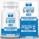 L Methylfolate 15mg | 90 Capsules | Optimized & Highly Bioactive Methyl Folate Supplement | 5-MTHF Supports for Energy, Focus & Mood | Non-GMO, Gluten Free, Vegan | 3 Month Supply