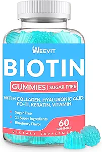 Biotin Gummies, χωρίς ζάχαρη Βιταμίνες βιοτίνης για γυναίκες & άνδρες υποστηρίζει την ανάπτυξη των μαλλιών, νύχια & δέρμα, μασώμενη βιοτίνη και Collagen συμπλήρωμα 