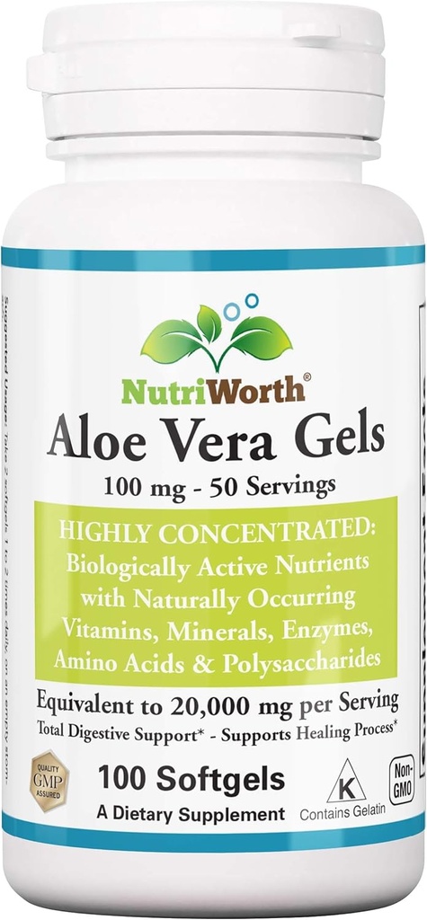 Συμπλήρωμα Aloe Vera (100 Softgels) 20.000mg Pure Gel Ισοδυναμία – Κατασκευάζεται με οργανική αλόη Vera