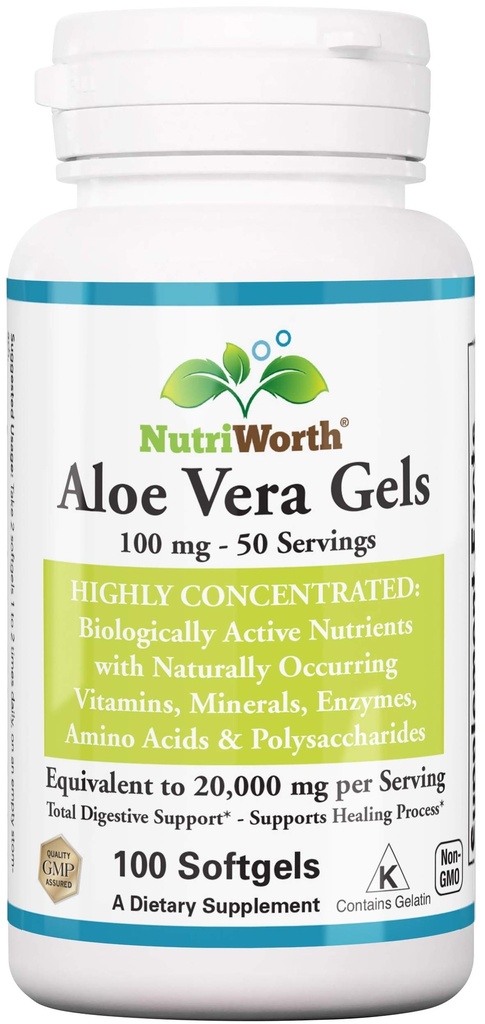 Aloe Vera Supplement - Made with Organic Aloe Vera 100 Softgels