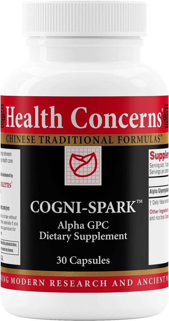 Υγεία Ανησυχίες Cogni-Spark – Εγκεφαλική υποστήριξη για τη μνήμη, εστίαση, και ψυχική σαφήνεια – Alpha-GPC Choline συμπλήρωμα για τη γνώση, λειτουργία νεύρων & μακροζωία – Γνωστική φόρμουλα υγείας – 30 κάψουλες