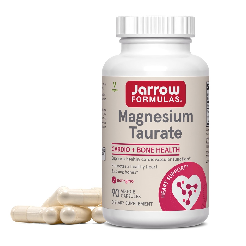 Jarrow Formulas Μαγνήσιο Taurate, συμπλήρωμα διατροφής, υποστηρίζει Cardio και την υγεία των οστών, 300 mg ανά υπηρεσία, 90 κάψουλες Veggie, Μέχρι 30 ημέρες προσφοράς
