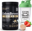 ColonBroom Premium Psyllium Husk Powder (Strawberry, 60 σέρβις) + Shaker Bottle για Colon Broom Fiber Powder Drink Bundle - Cleanse Colon για Bloating Relief & Gut Health - Συμπλήρωμα σκόνης Ίνες