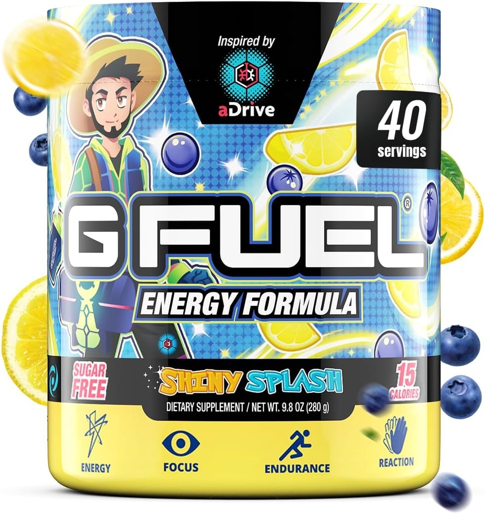G καύσιμο aDrive Energy Drink Powder, προ προπόνηση Caffeine Mix για το παιχνίδι, ζάχαρη δωρεάν εστίαση Amino, βιταμίνη + Αντιοξειδωτικά, 9.9oz (Blueberry & Λεμονάδα, 40 εξυπηρετούν)
