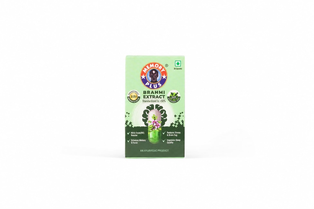 Brahmi Veg Capsules | Memory Enhancement Supplement for Adults | Supports Calmness, Focus & Nitric Oxide Boost | 30 Nos