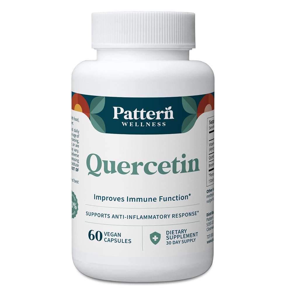 Συμπλήρωμα Wellness Quercetin μοτίβο με Bromelain - Ανοσοποιητική λειτουργία & υποστήριξη της κυτταρικής υγείας - Αντιοξειδωτικό & ολική ευεξία του σώματος - 60 κάψουλες Vegan