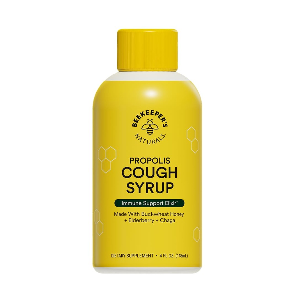 Μελισσοκομικά Propolis Honey Cough Syrup Daytime for Adults Elderberry, Bee Propolis, Buckwheat Honey - Immune Support & Throat Soothing, 4 oz