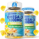 Omega-3 Gummies + Turmeric - Omega 3 Fish Oil Alternative for Adults - Algae DHA 600mg & EPA 300mg, Vitamins A, C, E, Zinc & MSM, Sugar Free, 120 Cts