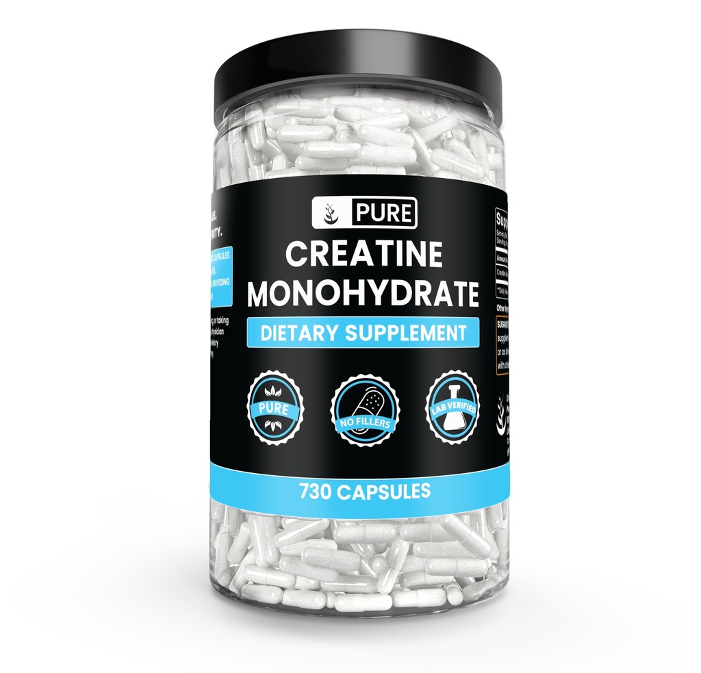 Αμιγώς πρωτότυπα συστατικά Creatine Monohydrate (730 κάψουλες) Δεν Μαγνήσιο ή Ρύζι Fillers, Πάντα καθαρό, Εργαστήριο Επαληθευμένο