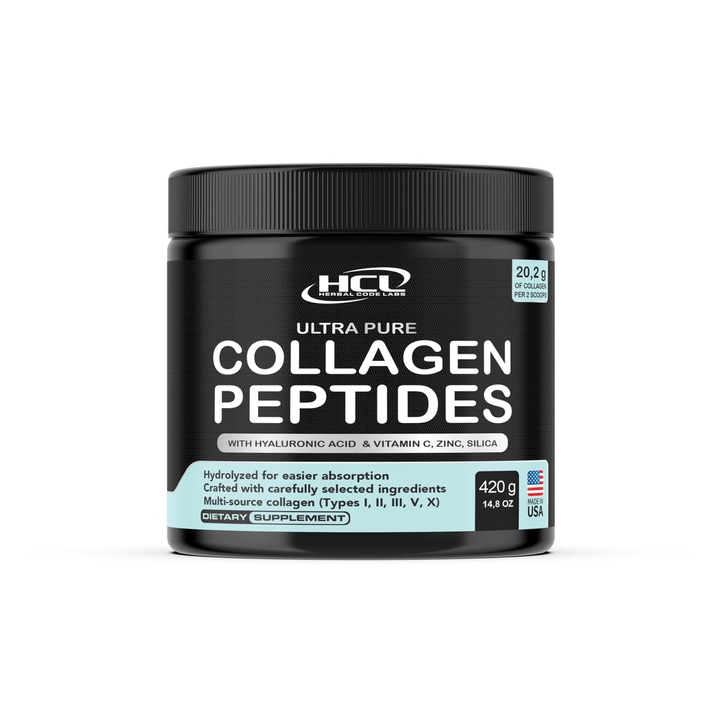 Κολλαγόνο Peptides Σκόνη με Βιταμίνη C & Υαλουρονικό Οξύ - από Οργανικές Καθαρότερες Πηγές & Σούπερ Υψηλή Απορρόφηση - Υδρολυμένο Multi Type I, II, III, V, X - Δερμάτινο συμπλήρωμα μαλλιών Made in USA