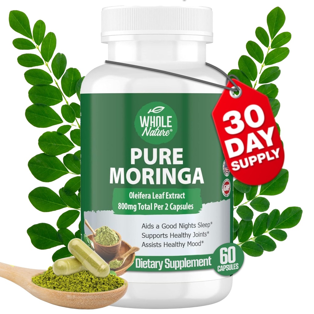 Moringa κάψουλες, 800mg οργανικά Moringa Oleifera φύλλα σκόνης Superfood Πράσινα Pure Moringa χάπια είναι ένα Vegan, μη ΓΤΟ αύξηση της ενέργειας και να κρατήσει υγιή συμπλήρωμα