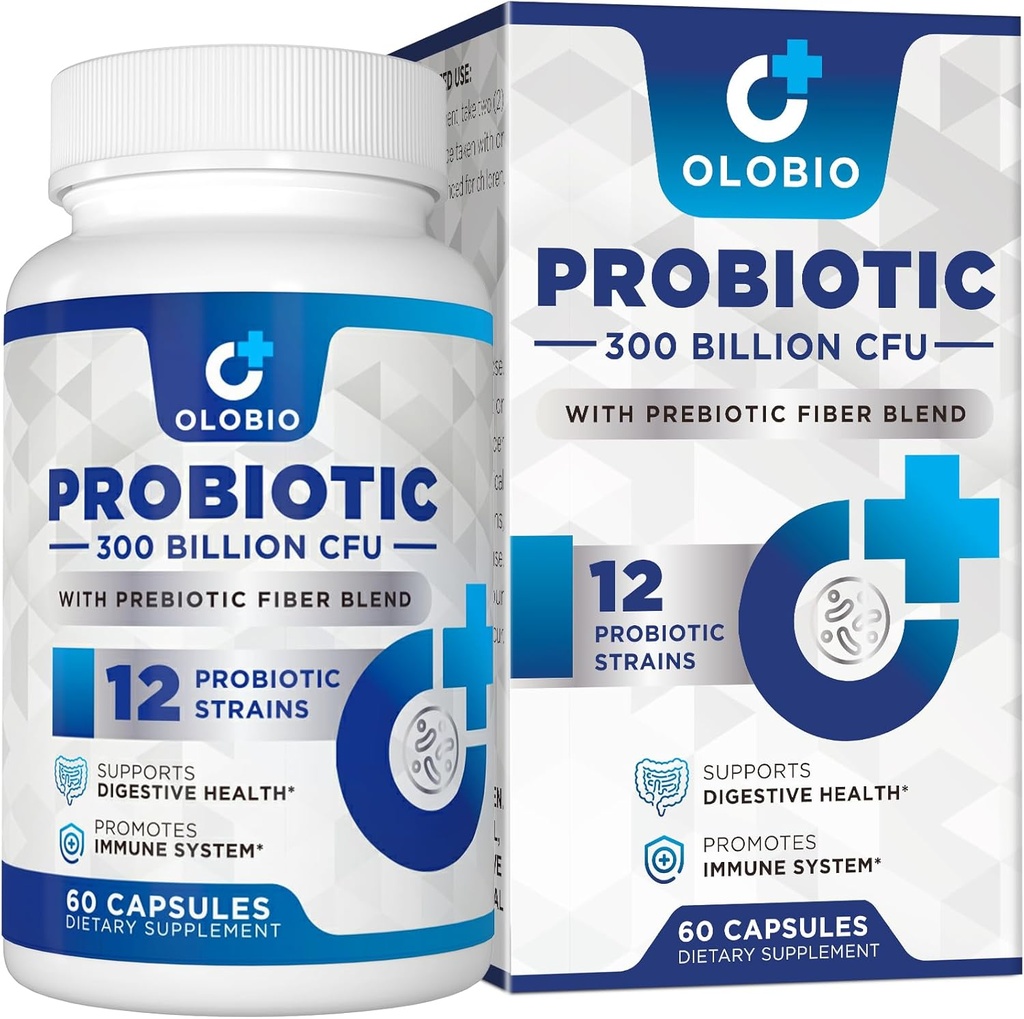 300 Billion CFU Probiotic, 12 Strains with 3 Organic Prebiotics, Probiotics for Women and Men, Daily Supplement for Digestive, Immune, Gut & Bloating Health, Shelf Stable, Vegan, 60 Counts