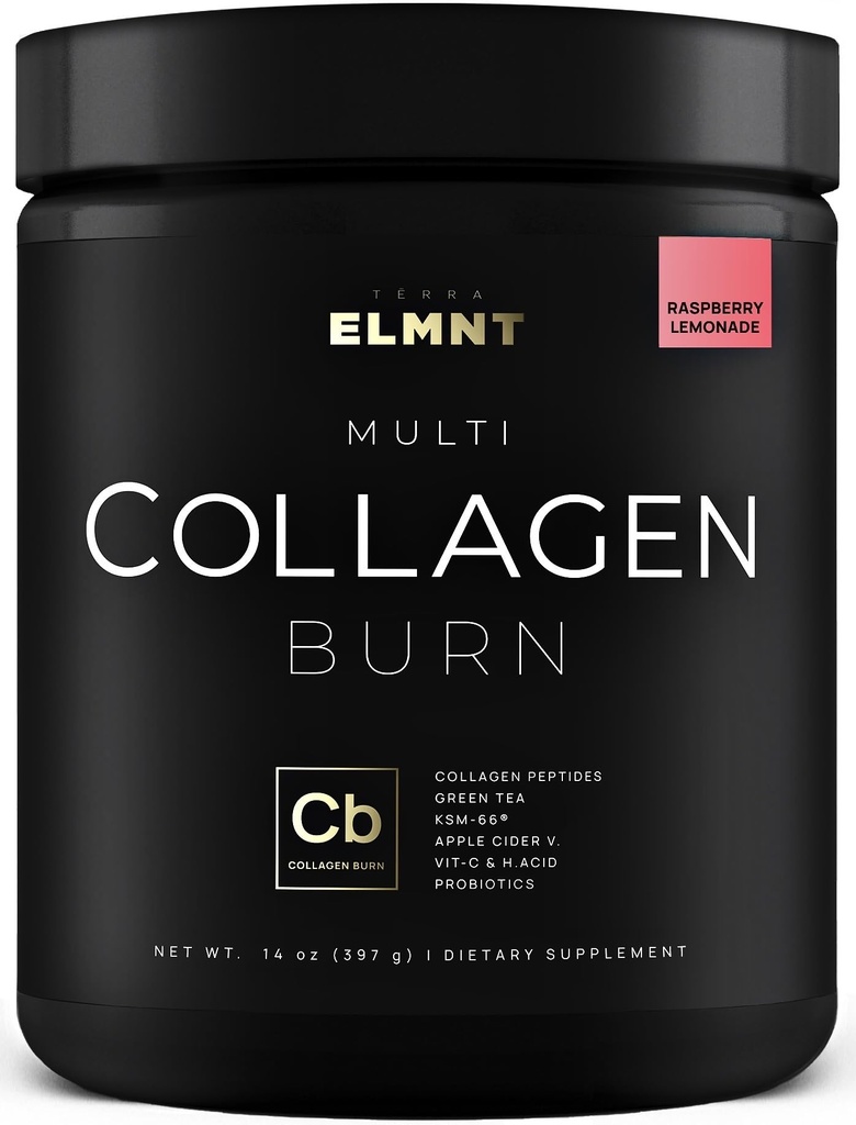 ELMNT Super Collagen Burn for Women w. Probiotics, Hyaluronic Acid, Apple C Ξίδι, KSM66, Biotin+ Premium Colageno Multi Collageno Protein Powder for Weight Loss, Fat Burner, Hair, Skin+ (R-Lemonade)
