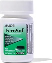 MAJOR FEROSUL 325MG (5GR) GREEN FERROUS SULFATE-325 MG Green 100 TABLETS UPC 309047591824 by Major Pharmaceuticals
