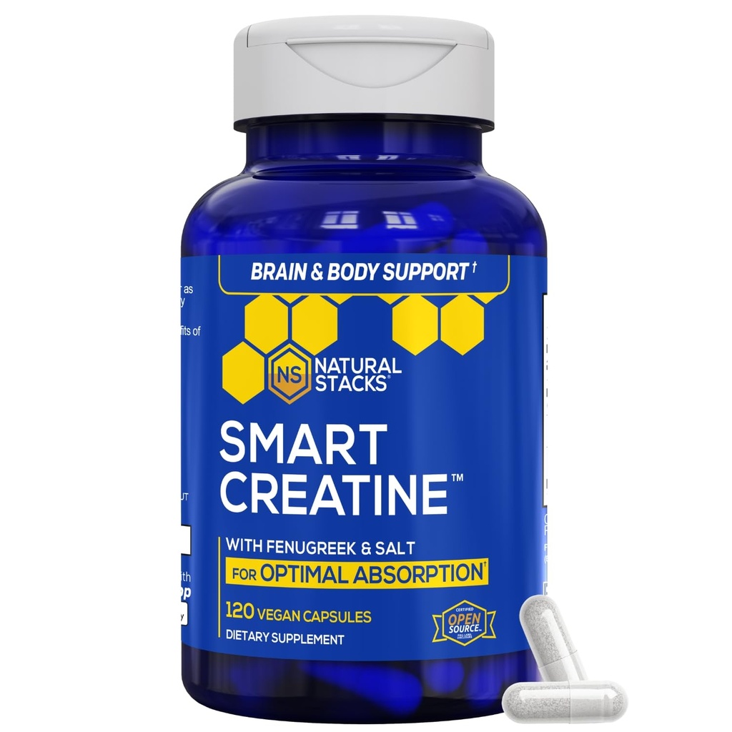 Creatine Monohydrate - 2500mg Creatine Capsules - 450mg Fenugreek Extract & 250mg Himalayan Pink Salt - Supports Brain Health, Endurance & Muscle Building - Advanced Absorption Formula - 120 Capsules