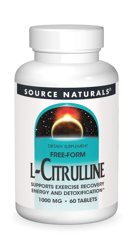 Source Naturals L- Citrulline - Υποστηρίζει την αποκατάσταση της άσκησης, την ενέργεια και την αποτοξίνωση *, 1.000 mg - 60 δισκία