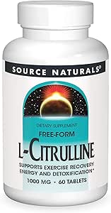 Source Naturals L- Citrulline - Υποστηρίζει την αποκατάσταση της άσκησης, την ενέργεια και την αποτοξίνωση *, 1.000 mg - 60 δισκία