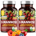 Number One Nutrition Premium D Mannose συμπλήρωμα για γυναίκες και άνδρες [Max Strength, 1350MG] Φυσικό D-Mannose με Cranberry, Hibiscus και Dandelion για την ουρική τραχεία υγεία, 240 Count