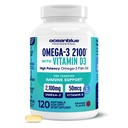 Oceanblue Professional Omega-3 2100 με βιταμίνη D3 – 120 ct – Triple Strength Burpless Fish Oil Supplement with High-Potency EPA, DHA, DPA και βιταμίνη D3 – Wild-Caught – Orange Flavor (60 Servings)