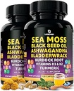 Sea Moss Κάψουλες – 17-σε-1 ανάμειξη με μαύρο σπορέλαιο Ashwagandha Bladderwrack Burdock Root Turmeric Vitamin D3 K2 C για καθημερινή ευεξία – Multimineral Supplement for Men & Women – 240 Count