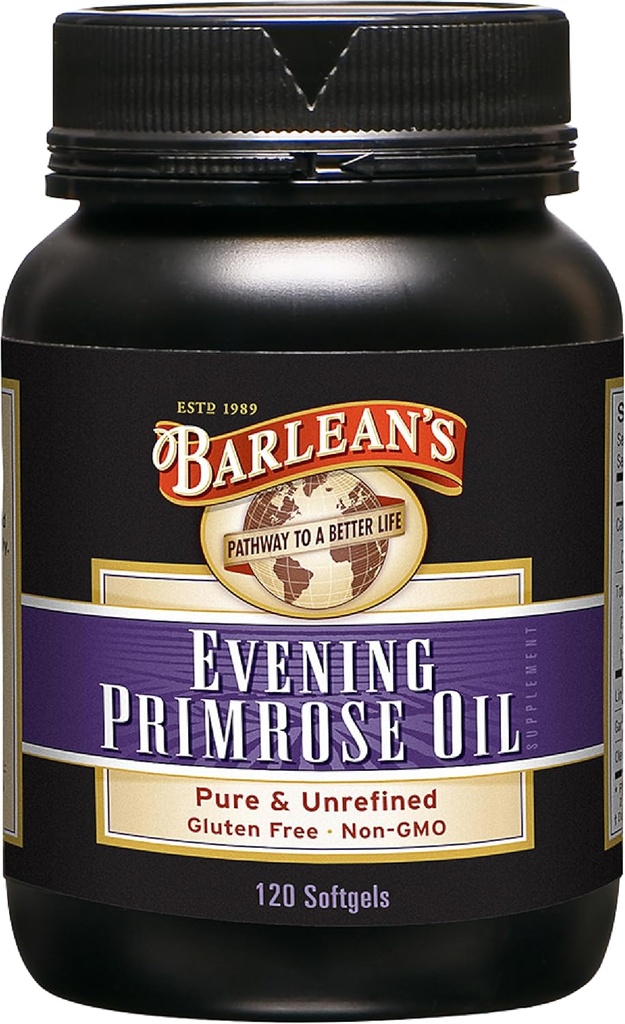 Barlean's Evening Primrose Oil Κάψουλες, GLA συμπλήρωμα για άνδρες και γυναίκες, υγιές δέρμα, ανοσοποιητική υποστήριξη και δύναμη των οστών 1300mg Softgels, 120 Count