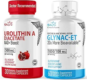 Nature's Fusions Urolithin A Diacetate 500mg & GlyNAC-ET (60 Capsules) Energy Booster Supplement