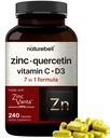 NatureBell Zinc Quercetin with Vitamin C & D3, 240 Capsules | Quercetin 1,000mg + Zinc 50mg + Vitamin C 250mg + Vitamin D3 5,000 IU | 4-in-1 Advanced Immune & Lung Support | ZincVanta Formula