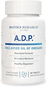Biotics Research A.D.P. Emulsified Oil of Oregano Tablets for GI Health -Sustained Release for High Absorption Contains Carvacrol, Wild Oregano Oil 50mg/S - Patented Formula -Non GMO –60 Tablets