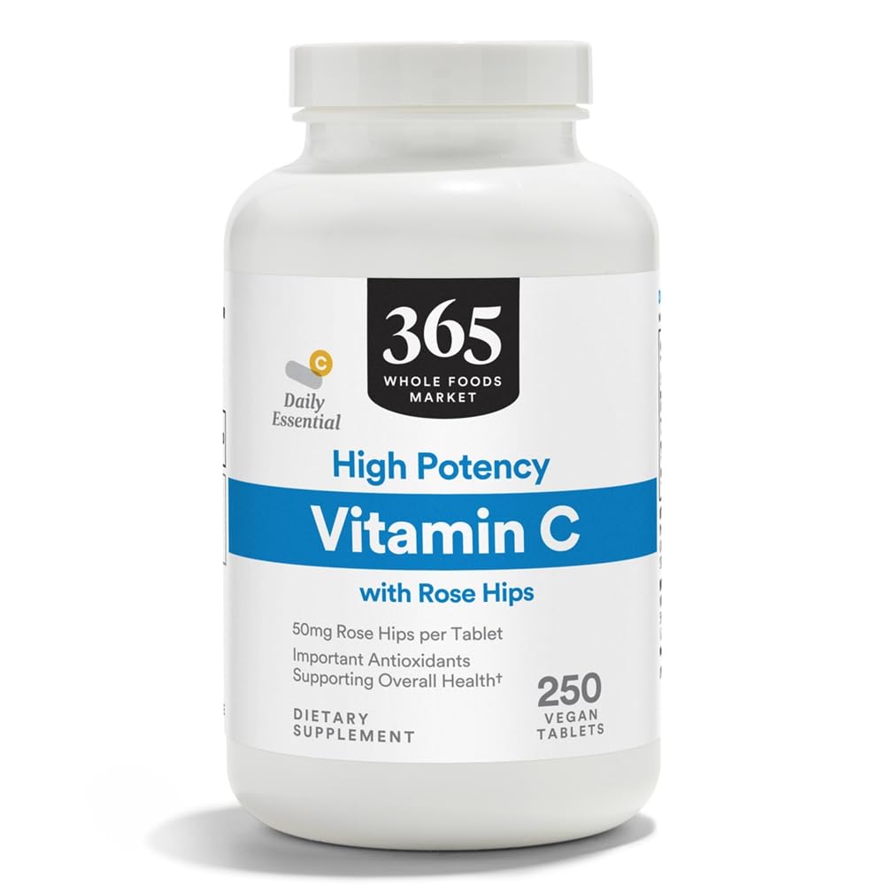 365 από Whole Foods Market, Υψηλής ισχύος βιταμίνη C με Rose Hips, Vegan, 250 Tablets