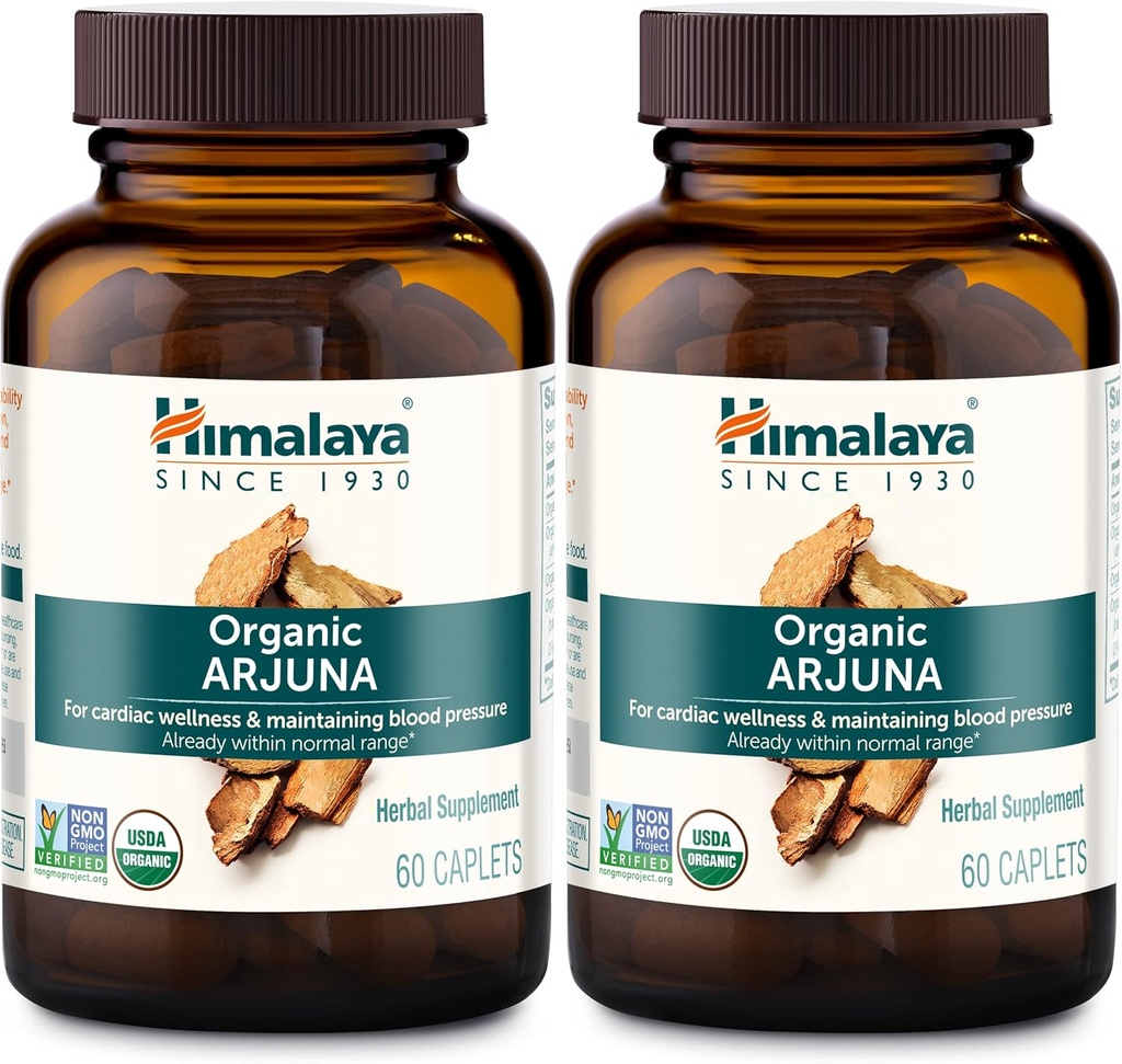 Himalaya Organic Arjuna, συμπλήρωμα πίεσης αίματος για την καρδιοαγγειακή ευεξία και την υγεία της καρδιάς, 700mg, 60 Count (πακέτο του 2)