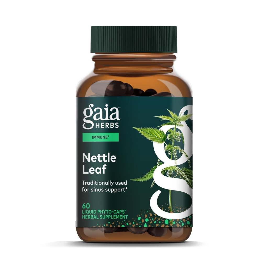 Αρωματικά φυτά Gaia Stinging Nattle Leaf - Αναπνευστική & Ανοσοποιητική Υποστήριξη για την Υγεία* - Συμπλήρωμα με Stinging Nattle Leaf Extract - Vegan, Gluten-free, Soy-Free - 60 Υγρά Phyto-Caps (30 Services)