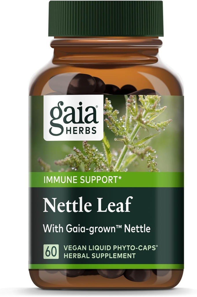 Gaia Herbs Stinging Nettle Leaf - Respiratory & Immune Health Support* - Supplement with Stinging Nettle Leaf Extract - Vegan, Gluten-Free, Soy-Free - 60 Liquid Phyto-Caps (30 Servings)