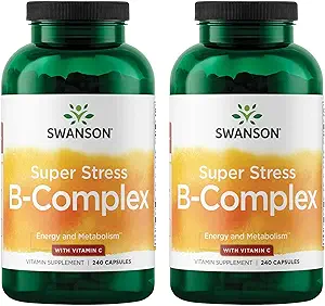 Swanson Super Stress B-Complex - Συμπλήρωμα βιταμίνης για χαλάρωση & υγιή μεταβολισμό - Formula for Healthy Energy Levels - (240 Κάψουλες) (2 Συσκευασία)