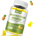 Μαγνήσιο Γλυκινικό Gummies 600mg, Relaxation & Zzz Υποστήριξη, Μαγνήσιο Κάλιο συμπλήρωμα για ενήλικες και παιδιά Χωρίς ζάχαρη, βιταμίνη C, B6 και CoQ10 Ανανάς Γεύση, 60 Count