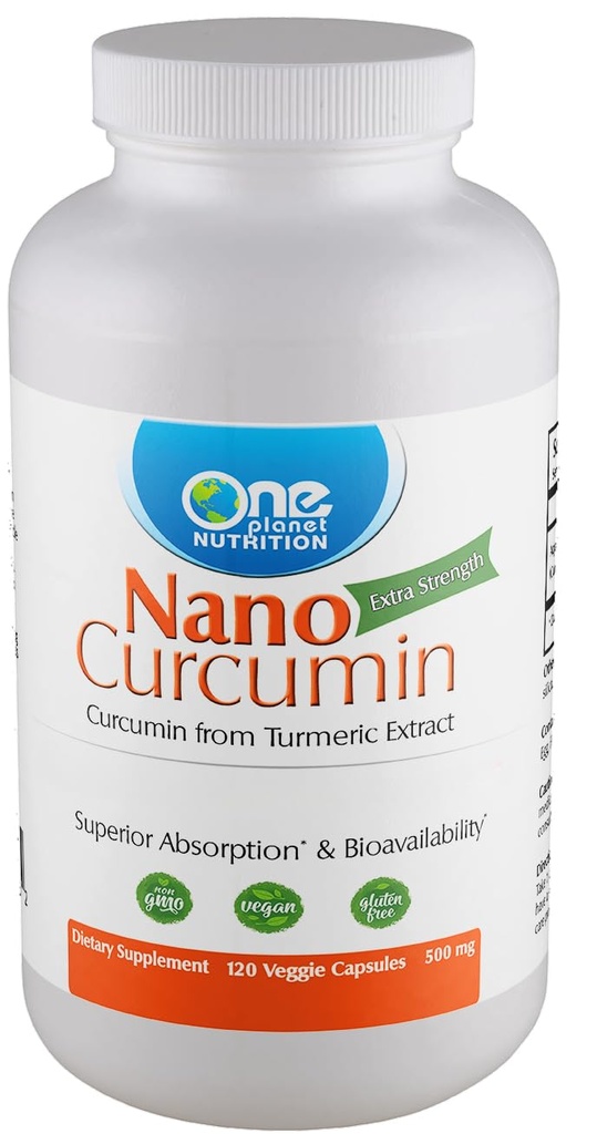 One Planet Nutrition Nano Curcumin 500 mg Veggie Κάψουλες (120 Σερβιέτες), Nano για υψηλή απορρόφηση, Υποστηρίζει την Ανοσολογική Υγεία, Μη ΓΤΟ, Vegan, Χωρίς Γλουτένη