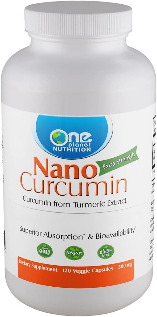 One Planet Nutrition Nano Curcumin 500 mg Veggie Κάψουλες (120 Σερβιέτες), Nano για υψηλή απορρόφηση, Υποστηρίζει την Ανοσολογική Υγεία, Μη ΓΤΟ, Vegan, Χωρίς Γλουτένη