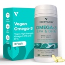 Vegan Omega 3 Συμπλήρωμα – EPA, DHA Συμπληρώματα & βιταμίνη D3 – Algae Omega 3 Vegan Συμπληρώματα για τον εγκέφαλο, τα μάτια και την καρδιά Υγεία – για παιδιά & ενήλικες (180 κάψουλες)
